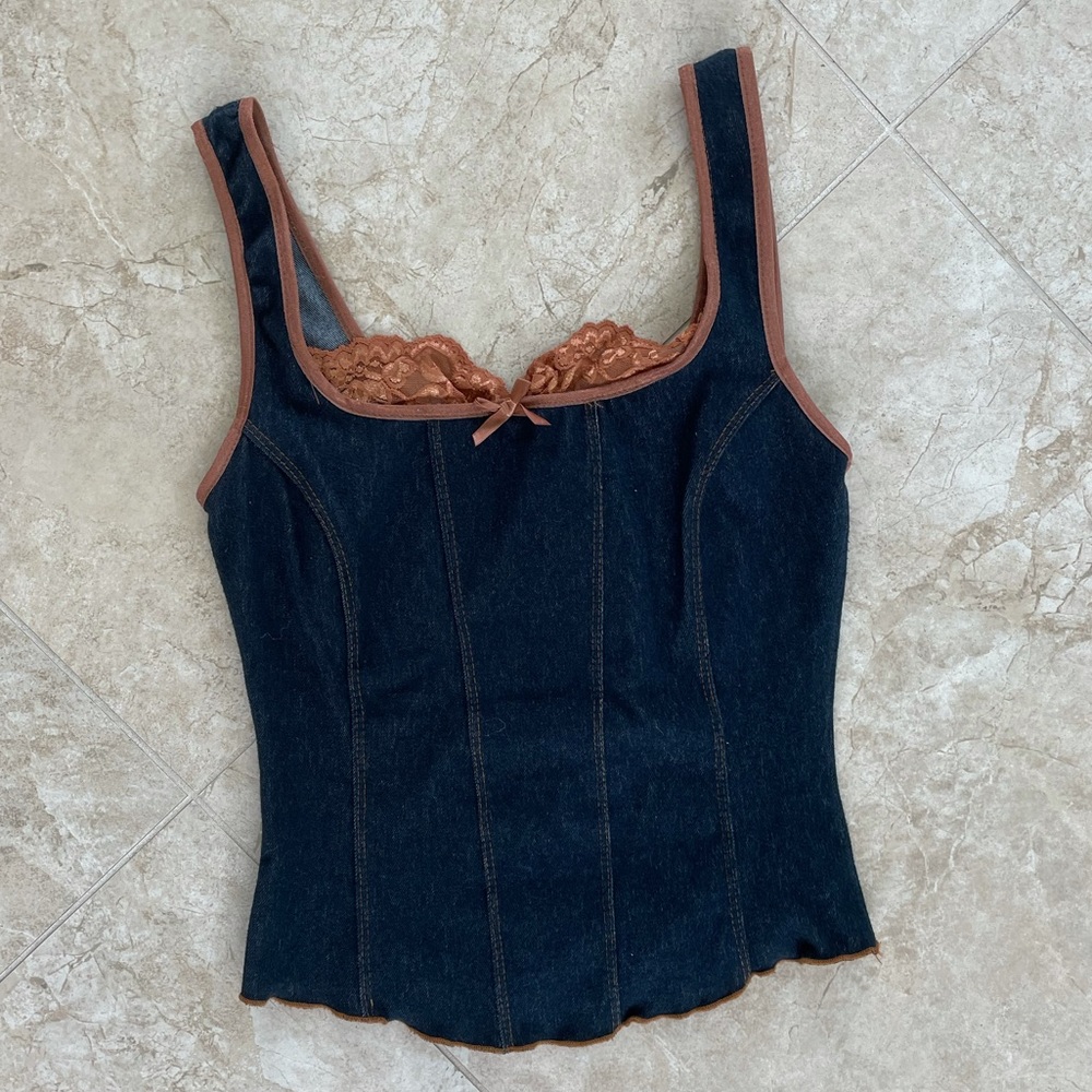 corset bustier denim top